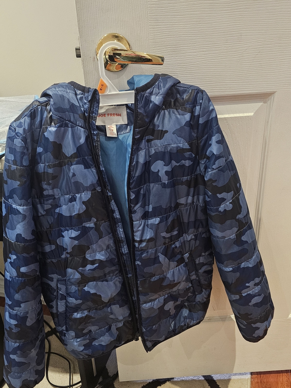 Joe Fresh Navy and Light Blue Camouflage Hooded Puffer